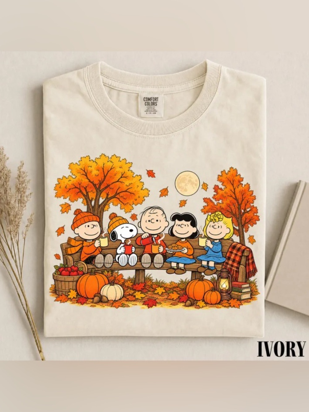 Cozy Fall Friends Comfort Colors Tee, Autumn Pumpkin Graphic T-Shirt